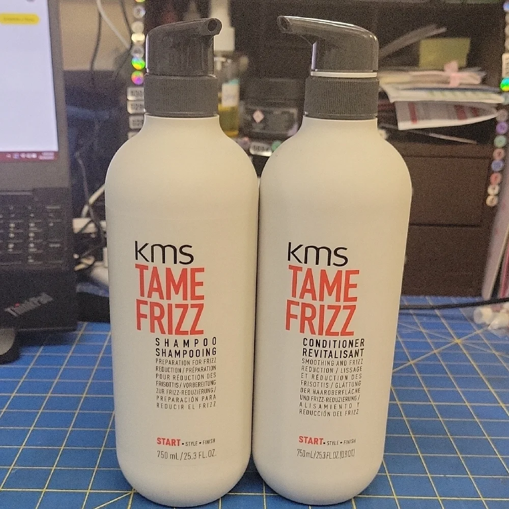 KMS Tame Frizz Shampoo and Conditioner Set Brand New Pump Bottle 750ml Each